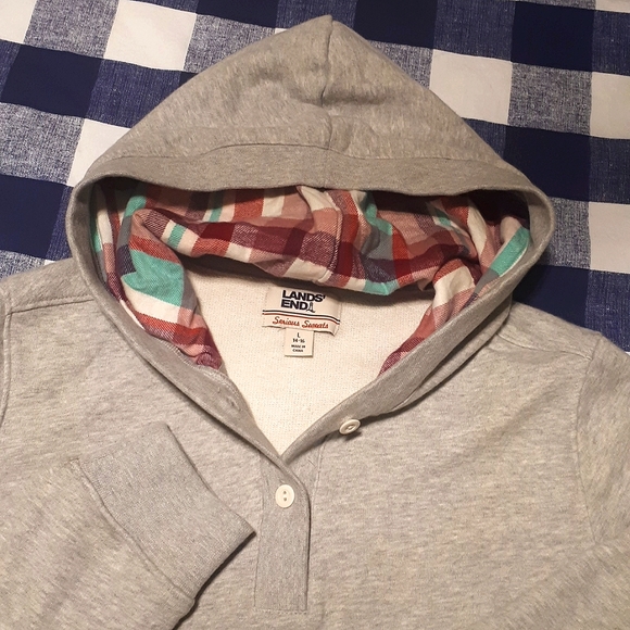 Land's End Grey Hooded Sweatshirt - Picture 2 of 5